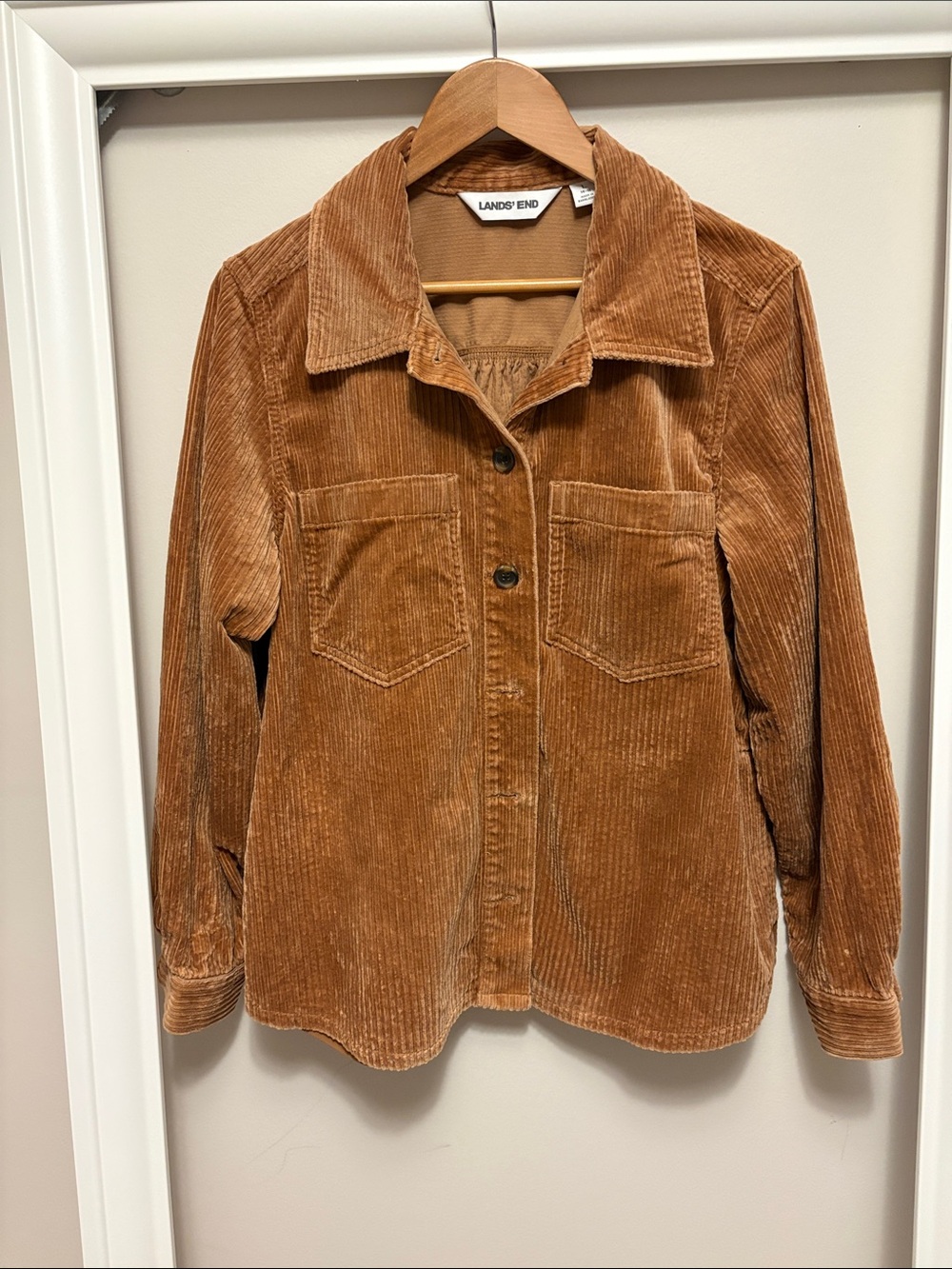 Lands' End Women's Corduroy Button-Front Jacket - Rust Brown